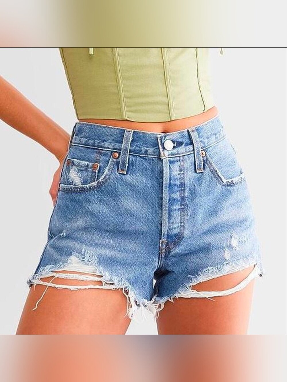 Levi's Premium High Waist Light Wash Denim Cutoff Shorts Size 30